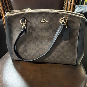 Coach Black and Brown Signature Shoulder Bag